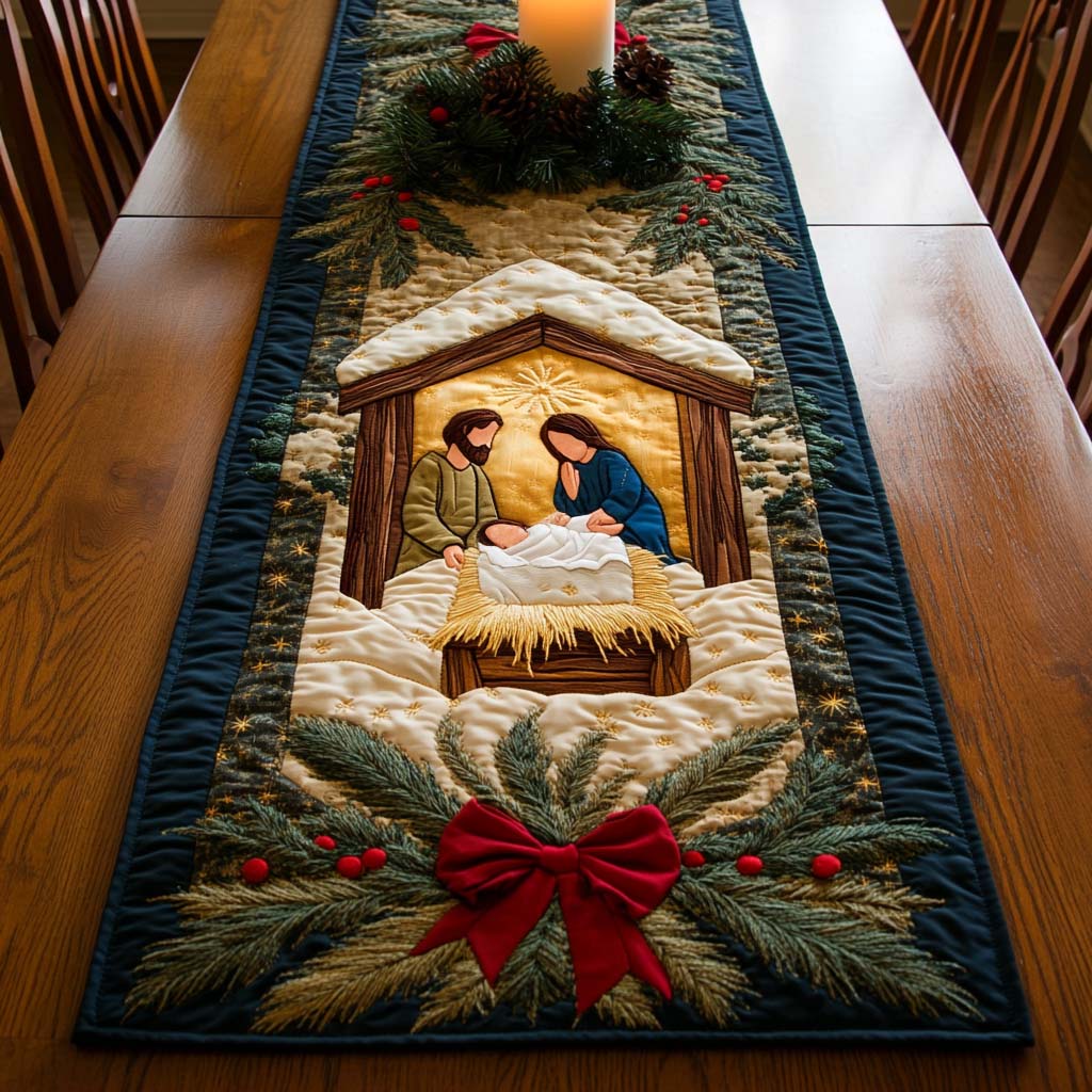Manger Peace Quilted Table Runner NCU0NT10489