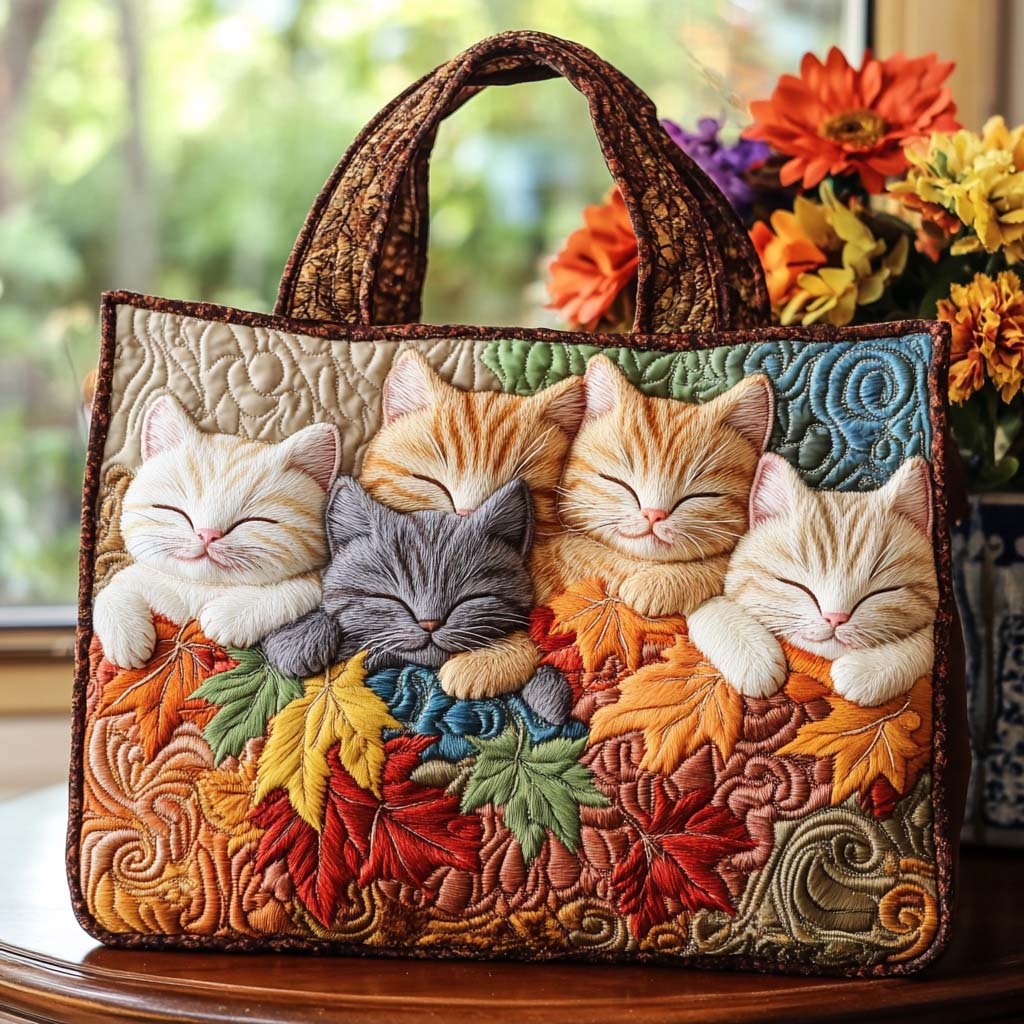 Cat Quilted Tote Bag NCU0VT206
