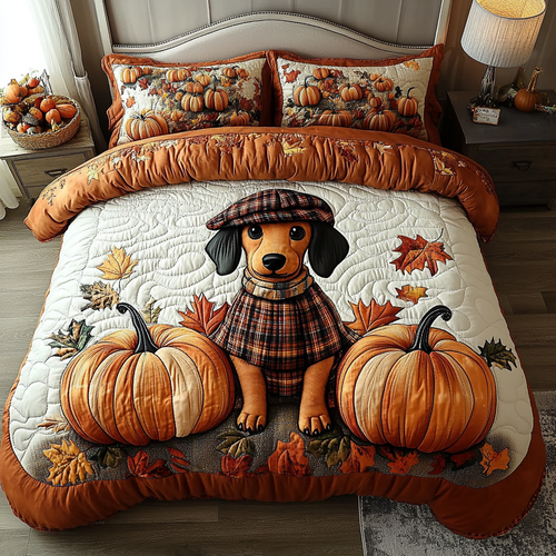 Maple Dachshund 3-Piece Quilted Bedding Set NCU0DK9264