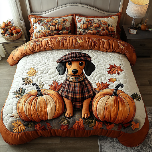 Maple Dachshund 3-Piece Quilted Bedding Set NCU0DK9264