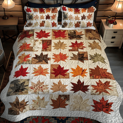 Maple Leaves Fall 3-Piece Quilted Bedding Set NCU0PD699