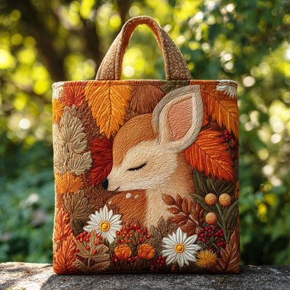 Maple Meadow Deer Quilted Tote Bag NCU0TD139