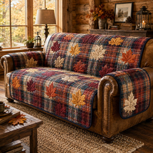 Maple Plaid Quilted Sofa Cover NCU0VL3763