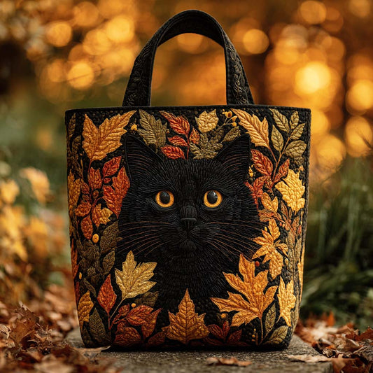 Maple Shadow Cat Quilted Tote Bag NCU0TD149