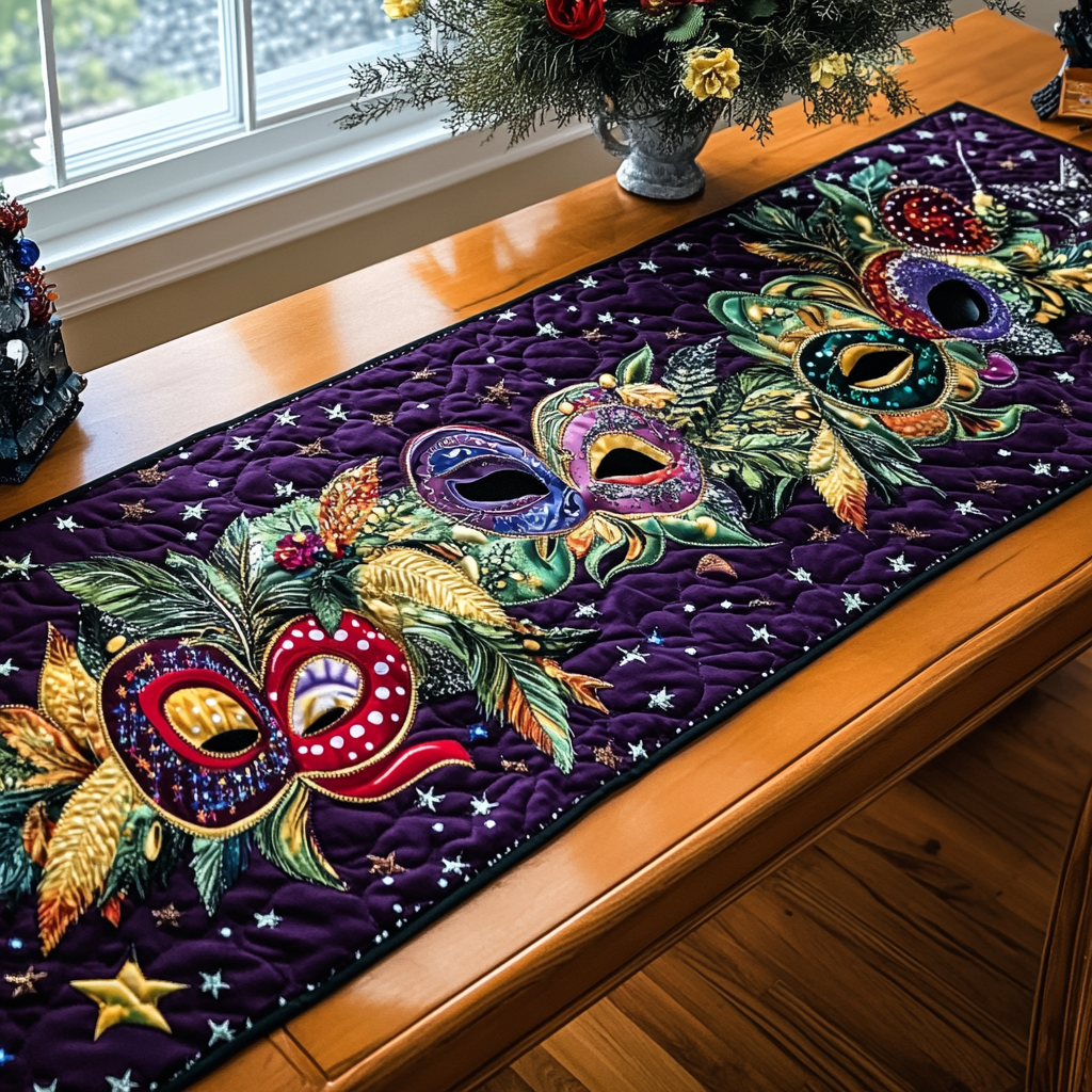 Mardi Gras Quilted Table Runner NCU0VT111