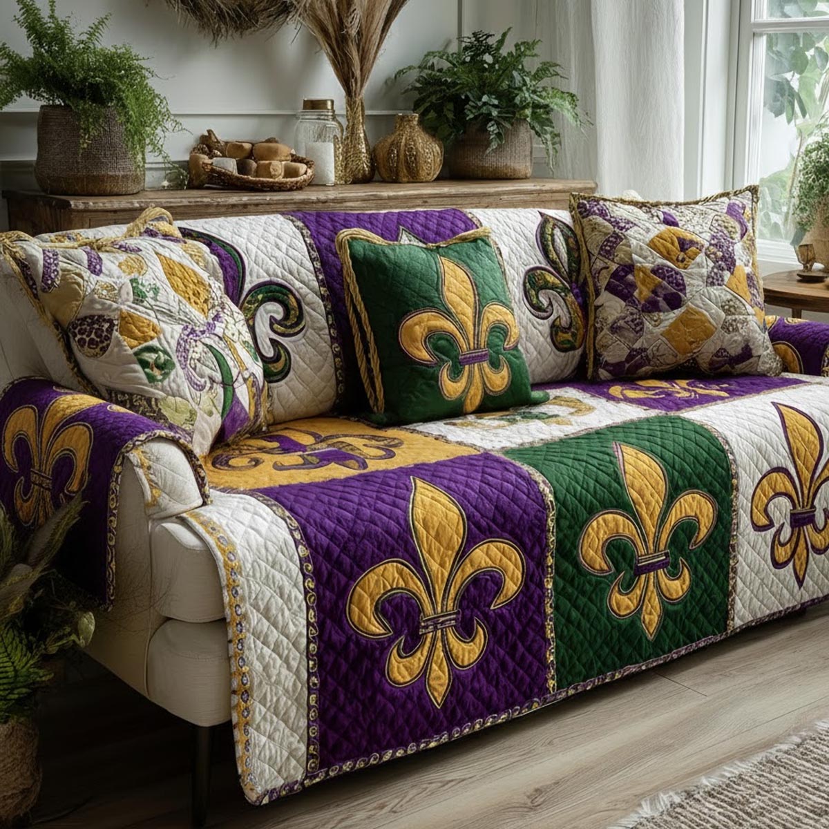 Mardi Magic Quilted Sofa Cover NCU0DV9165