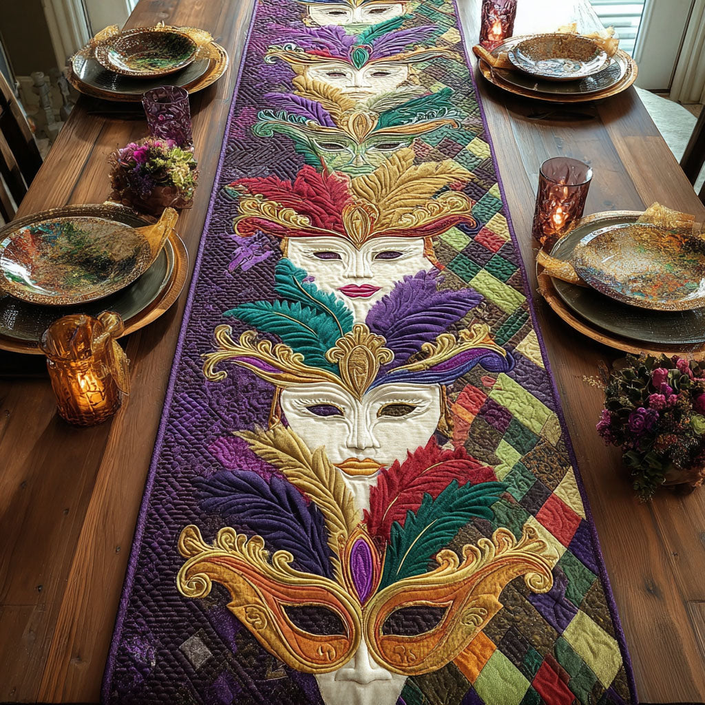 Mardi Mask Quilted Table Runner NCU0PT10977