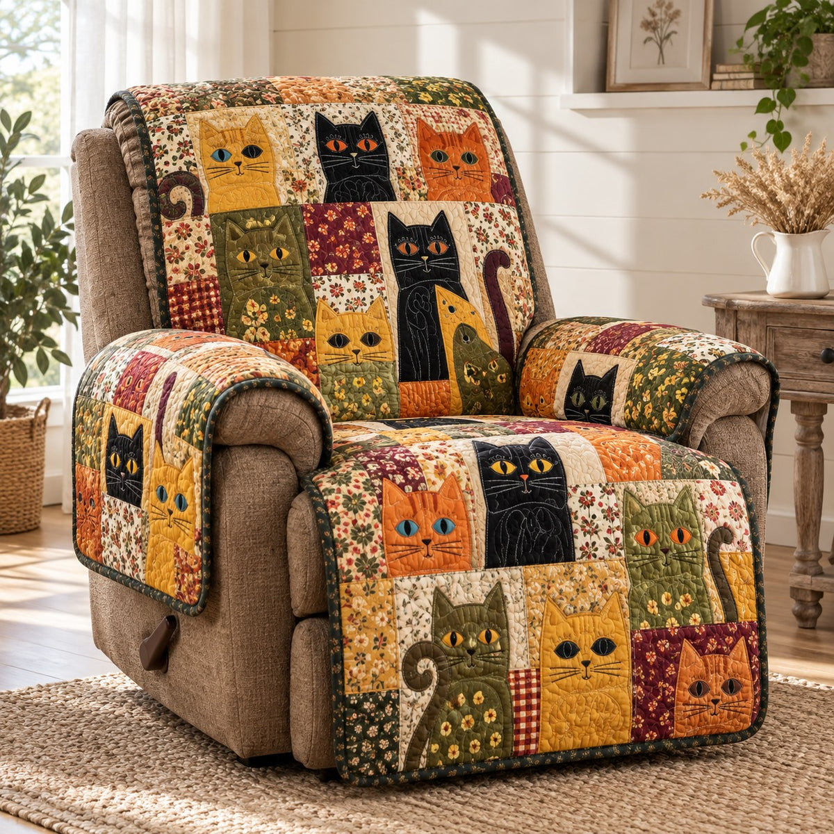 Marigold Cat Patch Quilted Sofa Cover NCU0PT12288