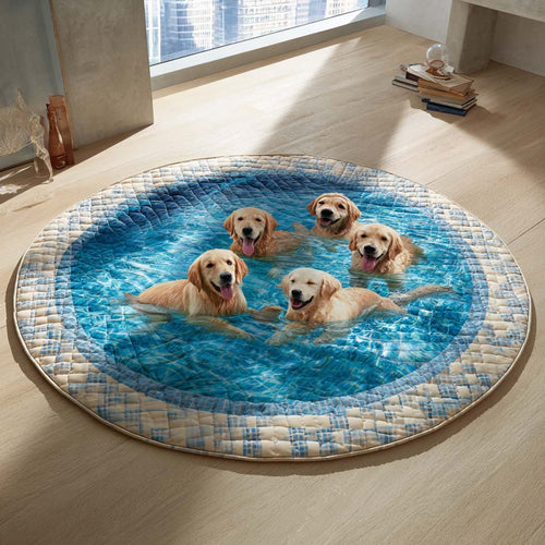Marina Golden Retriever Quilted Round Mat NCU0HH1938