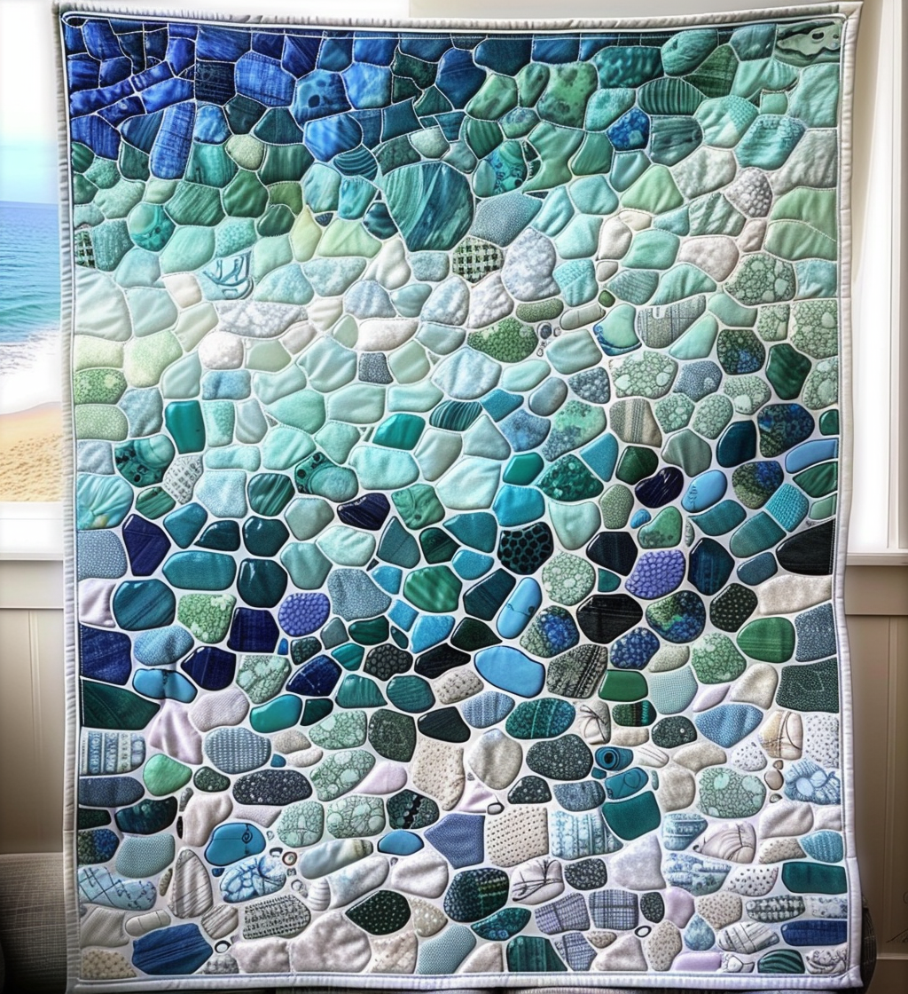 Marine Mosaic Quilted Blanket NCU0PT252