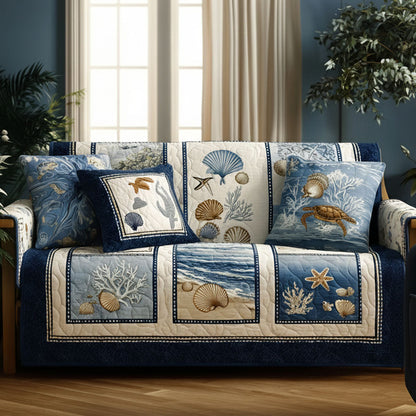 Marine Calm Quilted Sofa Cover NCU0NT11788