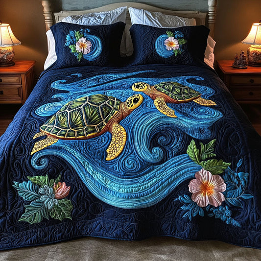 Marine Heartbeats 3-Piece Quilted Bedding Set NCU0PT2884