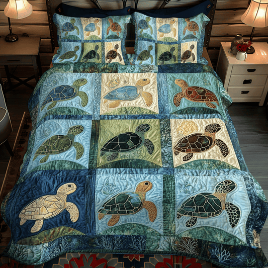Marine Melody 3-Piece Quilted Bedding Set NCU0TL1477