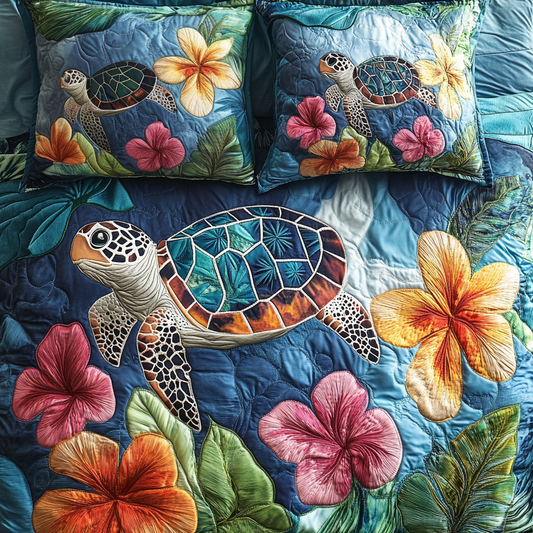 Marine Melody 3-Piece Quilted Bedding Set NCU0TL1854