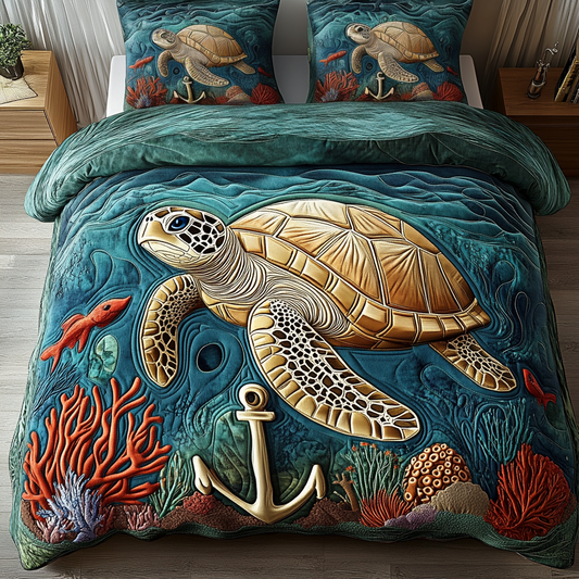 Marine Mosaic 3-Piece Quilted Bedding Set NCU0VH1718