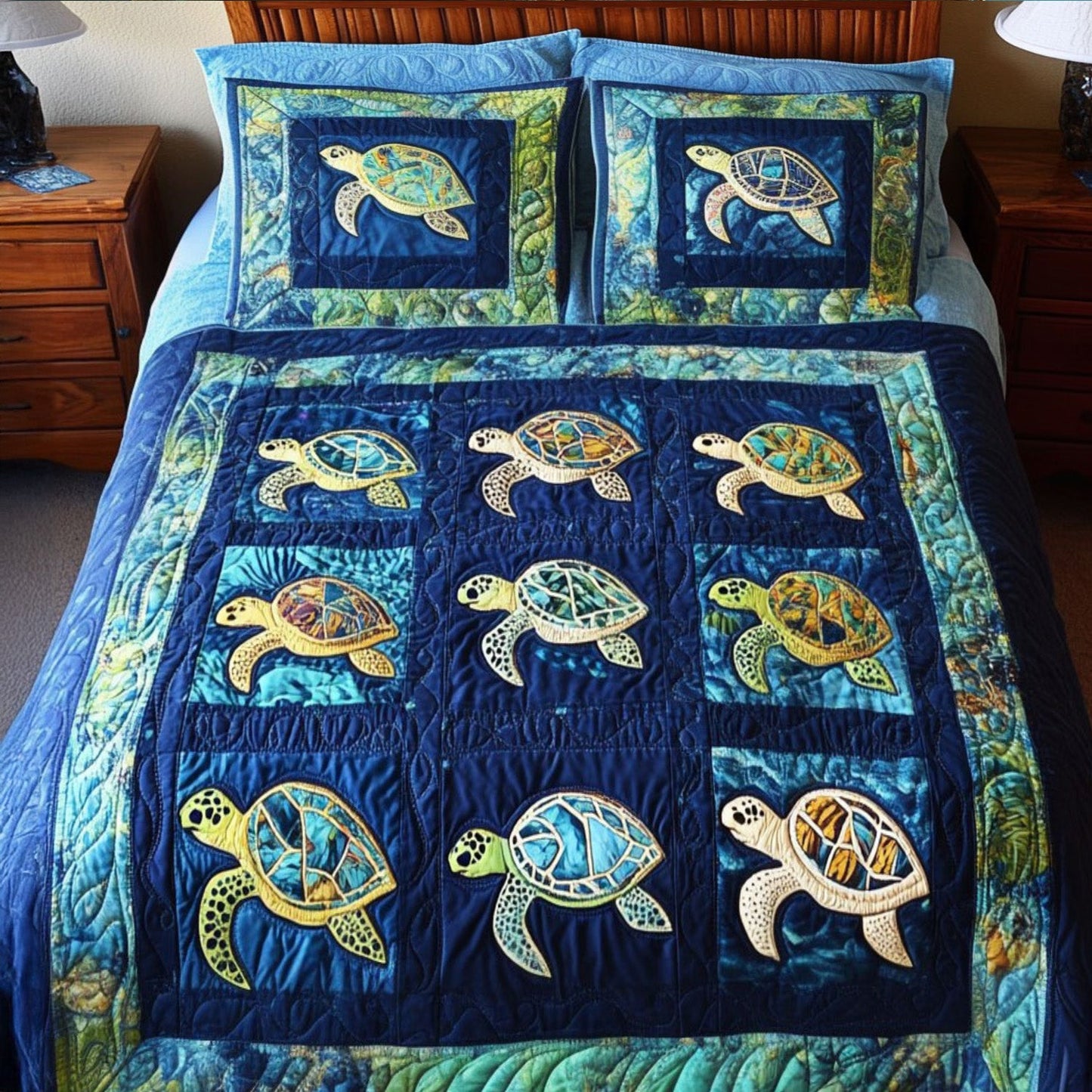 Marine Oasis 3-Piece Quilted Bedding Set NCU0PT2402