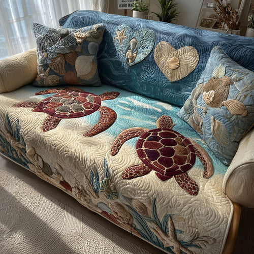 Marine Turtle Bliss Quilted Sofa Cover NCU0PT10764