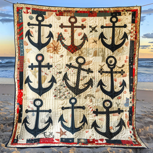 Maritime Anchors Quilted Blanket NCU0TH1311