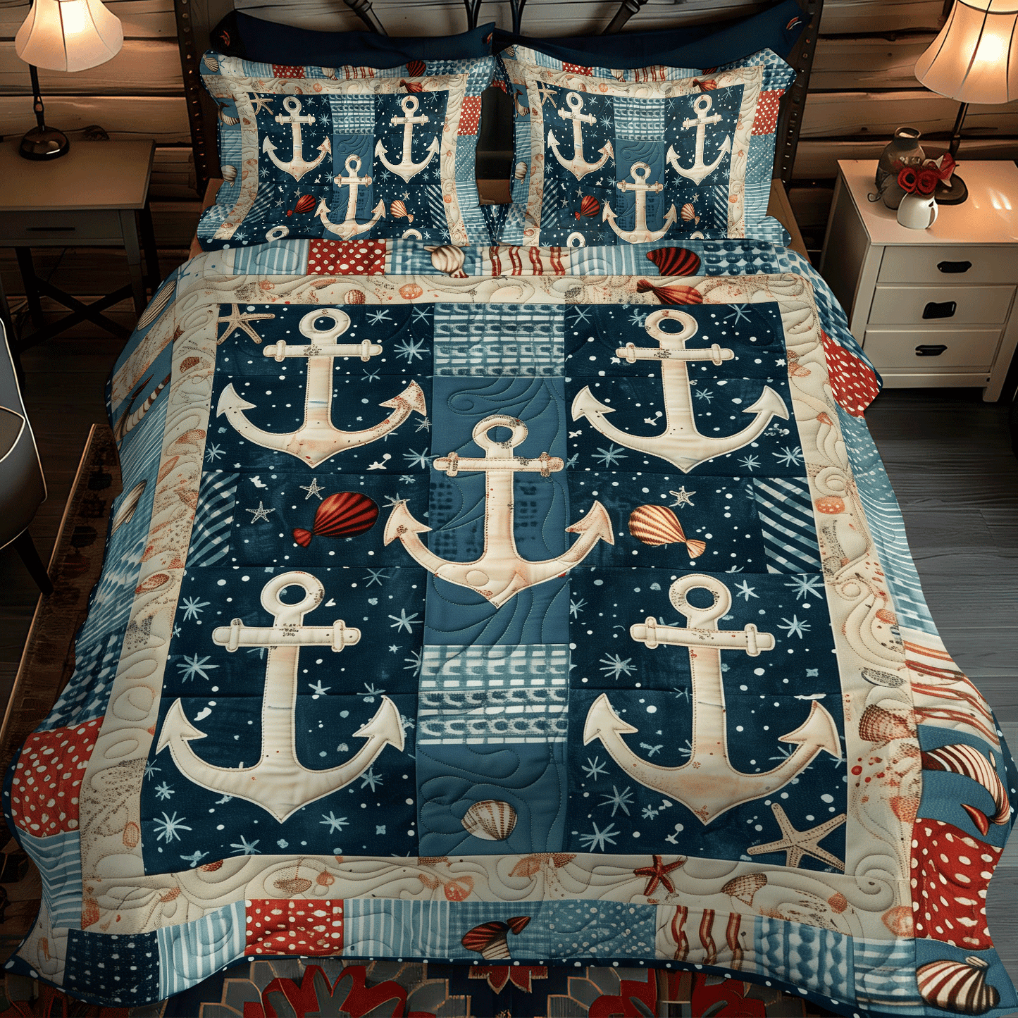 Maritime Dreams 3-Piece Quilted Bedding Set NCU0TH1221