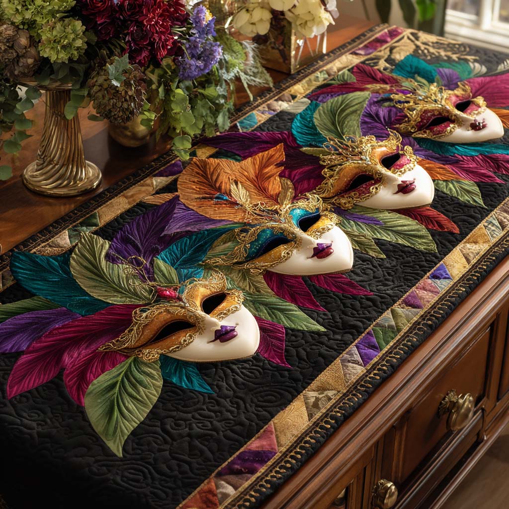 Mask Carnival Quilted Table Runner NCU0NT11601