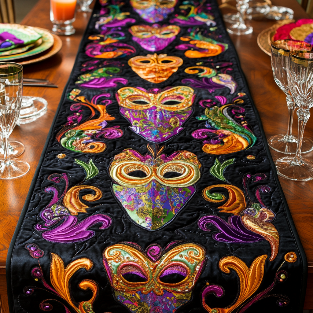 Masked Elegance Quilted Table Runner NCU0VH2599
