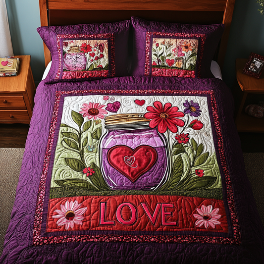 Mason Jar Love 3-Piece Quilted Bedding Set NCU0TL2366