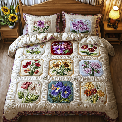 Petal Dreams 3-Piece Quilted Bedding Set NCU0VT121