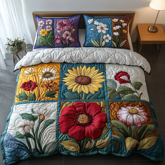 Meadow Bloom 3-Piece Quilted Bedding Set NCU0DK9716
