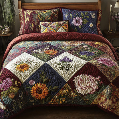 Meadow Bloom 3-Piece Quilted Bedding Set NCU0PT5142