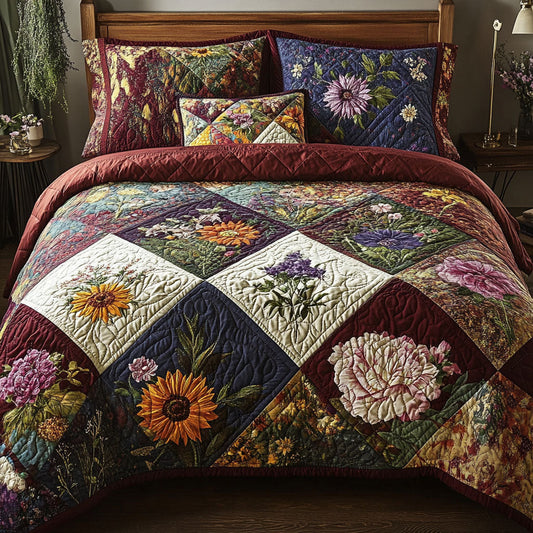 Meadow Bloom 3-Piece Quilted Bedding Set NCU0PT5142