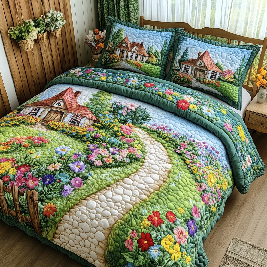 Meadow Bloom 3-Piece Quilted Bedding Set NCU0VL2613