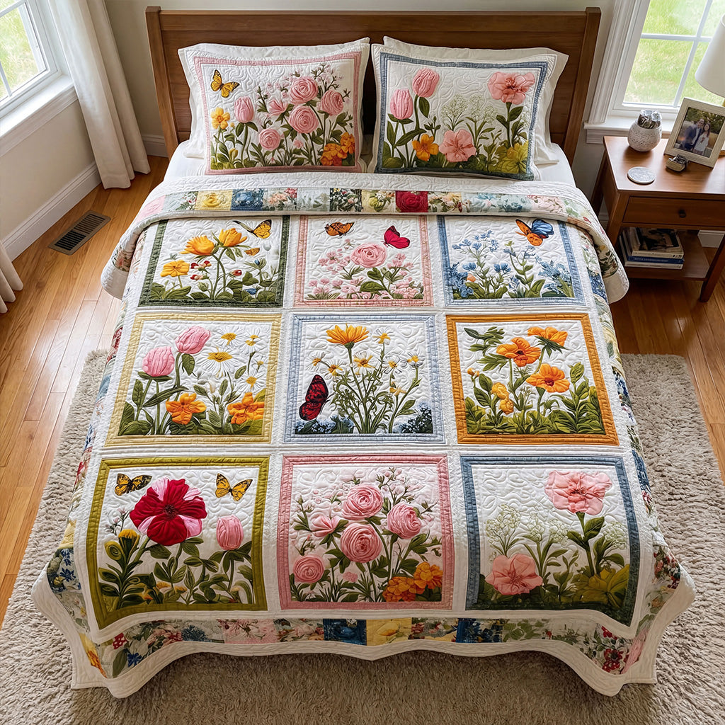 Meadow Blossom Retreat 3-Piece Quilted Bedding Set NCU0PT11527