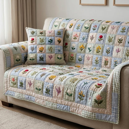Meadow Botanica Quilted Sofa Cover NCU0VL3338
