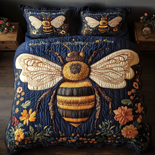 Meadow Buzz 3-Piece Quilted Bedding Set NCU0NT3178