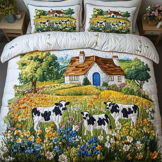 Meadow Cows 3-Piece Quilted Bedding Set NCU0VH3819