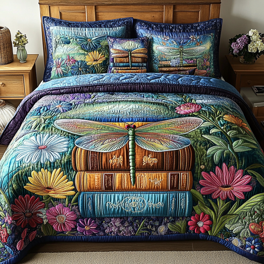 Meadow Dragonfly Serenity 3-Piece Quilted Bedding Set NCU0VL1312