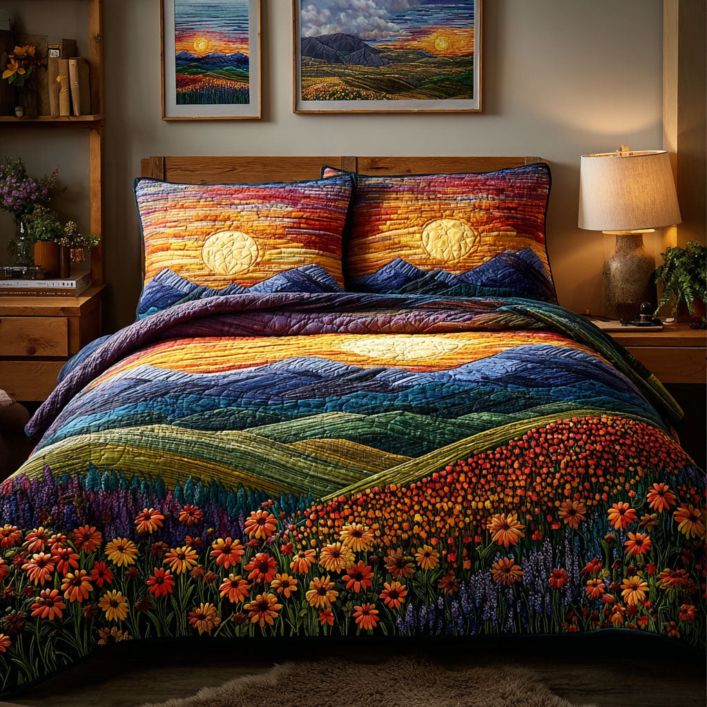 Meadow Field 3-Piece Quilted Bedding Set NCU0DK11556