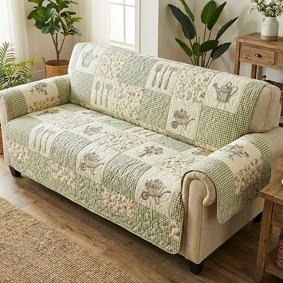 Meadow Garden Quilted Sofa Cover NCU0TV1799
