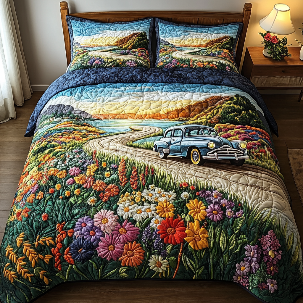 Meadow Glow 3-Piece Quilted Bedding Set NCU0VL2501