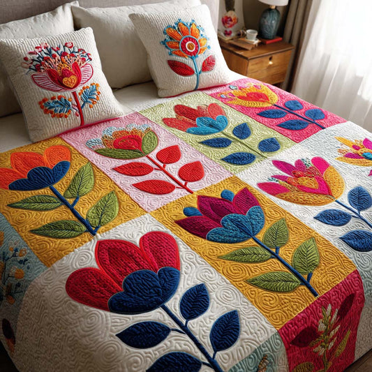 Meadow Grace 3-Piece Quilted Bedding Set NCU0NT7850