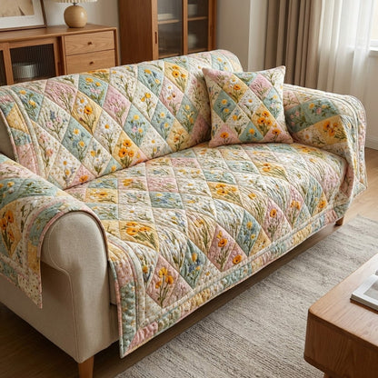 Meadow Herbarium Quilted Sofa Cover NCU0VL3347