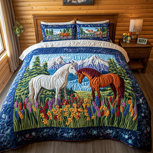 Meadow Horse 3-Piece Quilted Bedding Set NCU0DK9626