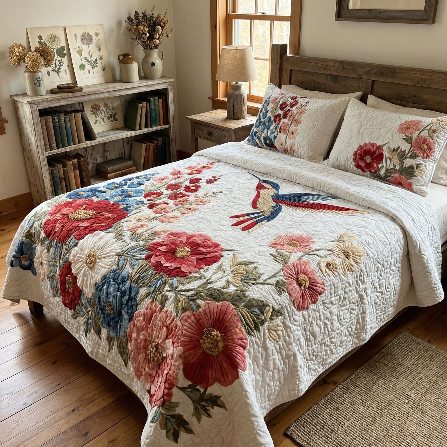 Meadow Hummingbird Haven 3-Piece Quilted Bedding Set NCU0PT11461