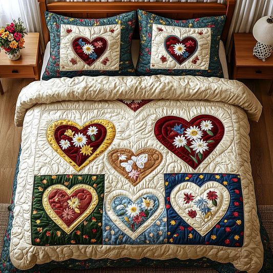 Meadow Love Patch 3-Piece Quilted Bedding Set NCU0PT3717