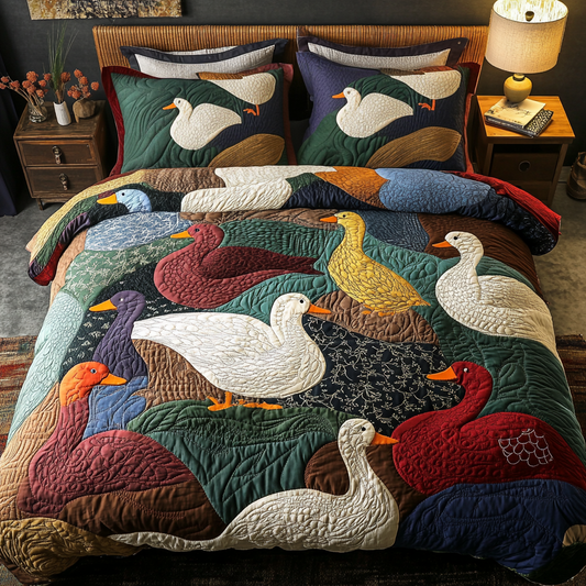 Meadow Mallards 3-Piece Quilted Bedding Set NCU0VH2294