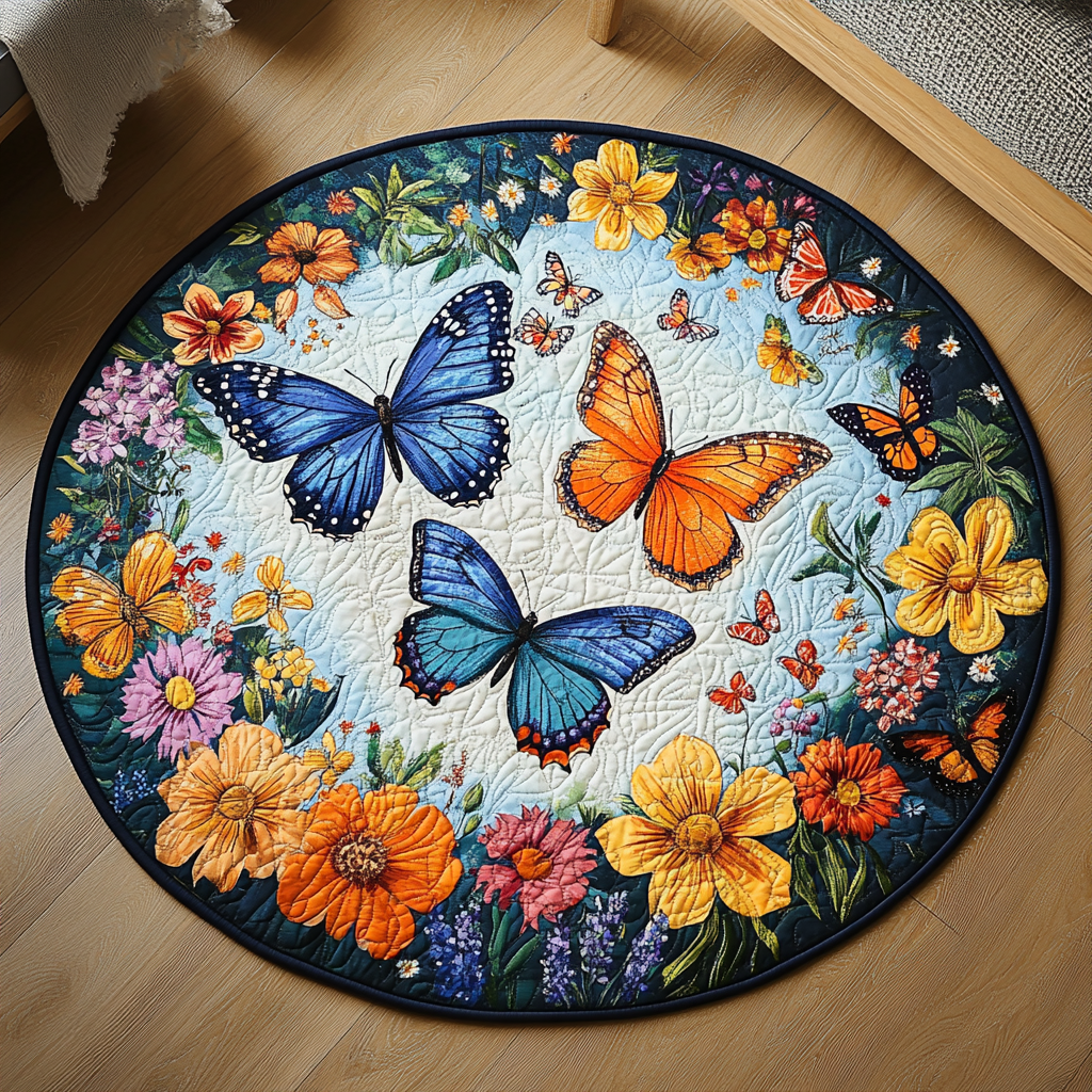 Meadow Monarch Quilted Round Mat NCU0DK1160