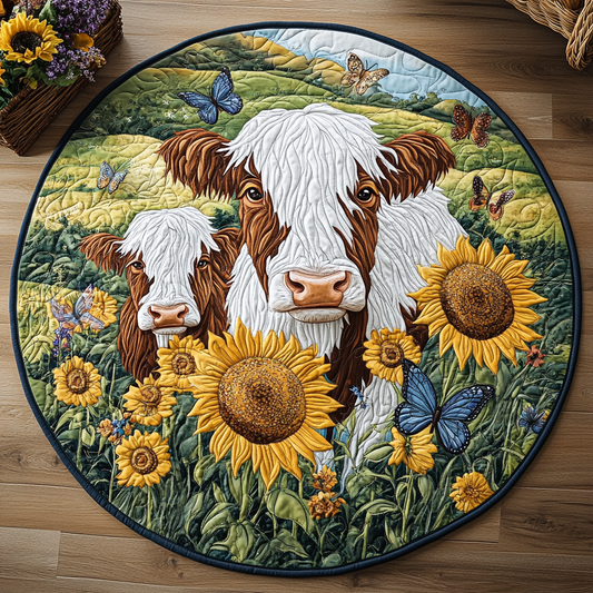 Meadow Moo Quilted Round Mat NCU0VH4381