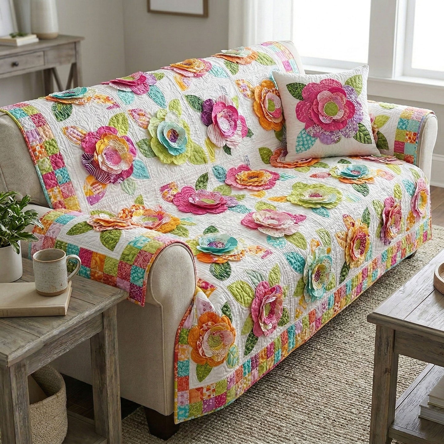 Meadow Nostalgia Quilted Sofa Cover NCU0NT12397