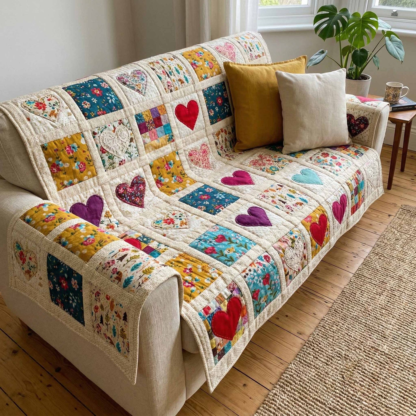 Meadow Patch Quilted Sofa Cover NCU0XD2532