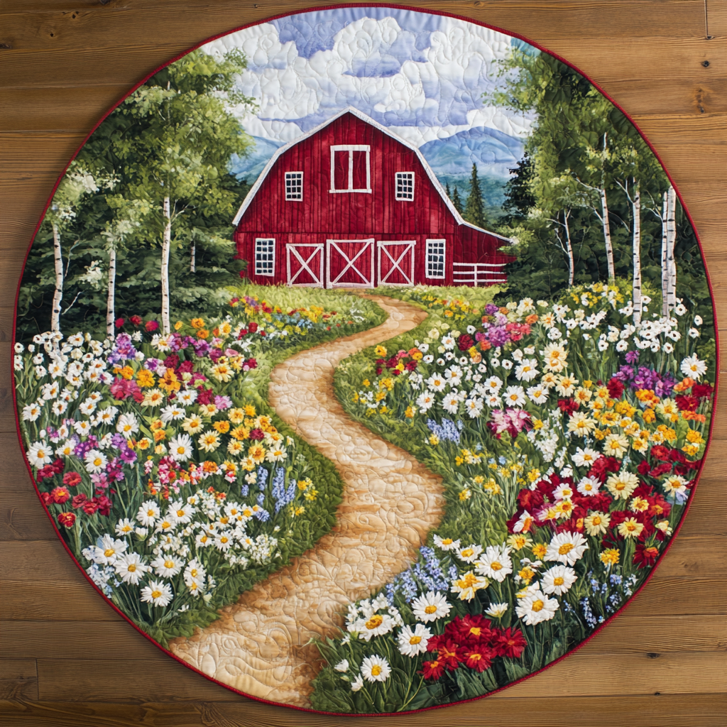Meadow Path Quilted Round Mat NCU0VH4910